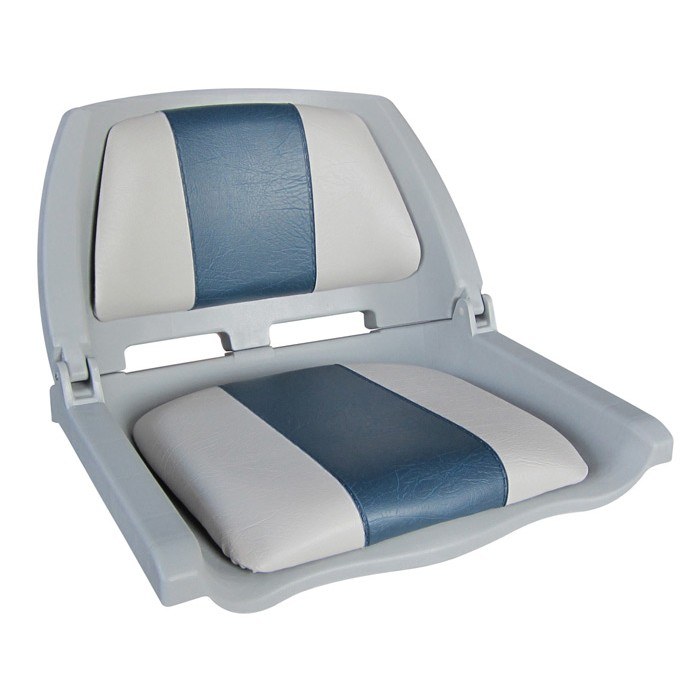 75109GB. Сиденье пластмассовое складное с подложкой Molded Fold-Down Boat Seat,серо-голубое