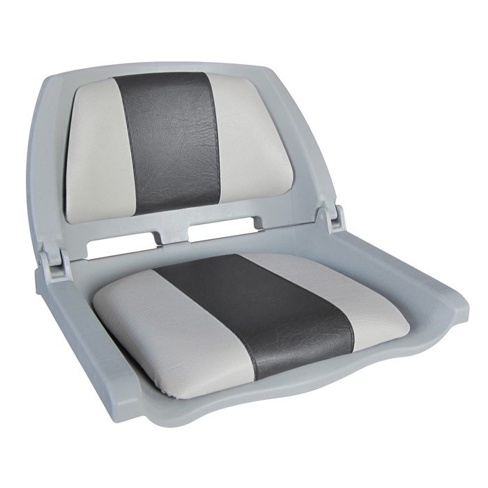 Сиденье пластмассовое складное с подложкой Molded Fold-Down Boat Seat,серо-чёрное 75109GC