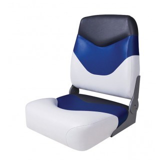 75128WBC. Сиденье мягкое складное Premium High Back Boat Seat, бело-синее