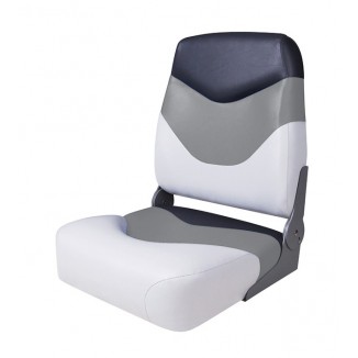 75128WGC. Сиденье мягкое складное Premium High Back Boat Seat, бело-серое