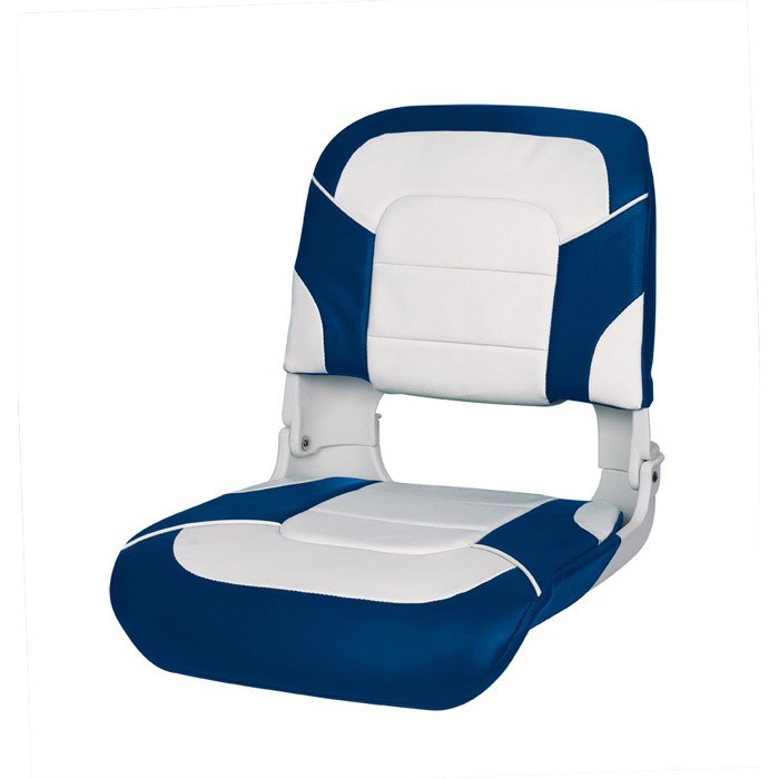 Сиденье пластмассовое складное с подложкой All Weather High Back Seat, бело-синее 75140WB