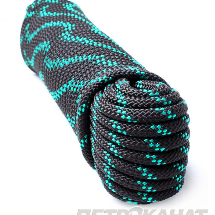 Шнур плетеный якорный, 6 мм, 30 м черно-синий УТ-00032006